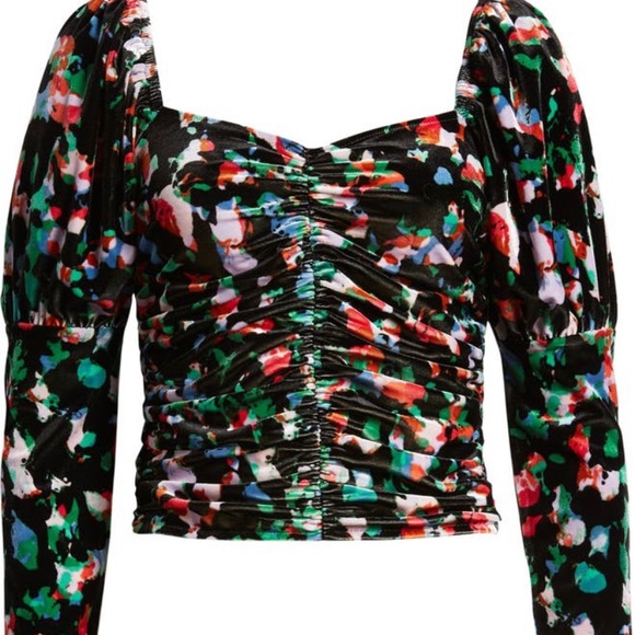 OPEN EDIT Ruched Velour Top - Picture 1 of 2